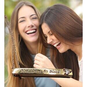 VINTAGE KREMENTZ CHAIN Not Sisters By Blood - But Sisters By Heart Crystal Heart